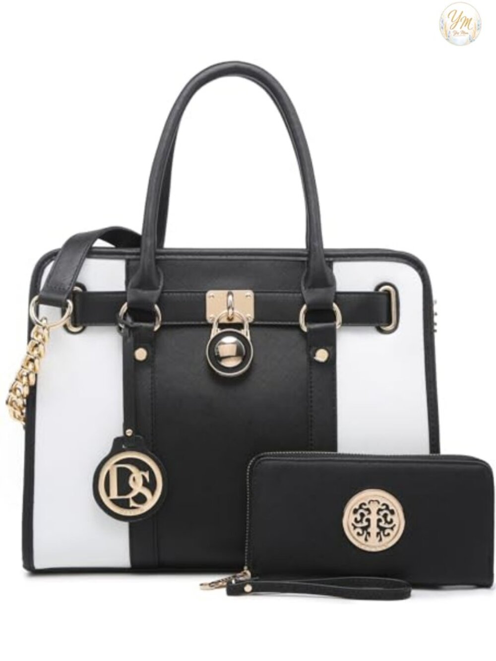 Vegan Leather Satchel Handbag Set with Matching Wallet
